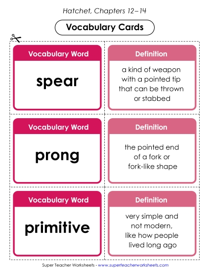 New Vocabulary Cards (Chapters 12–14) Worksheet