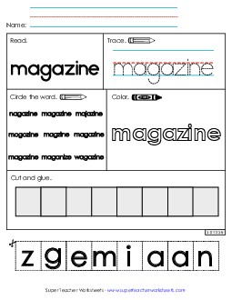 Worksheet 2: Magazine Sight Words Individual Worksheet