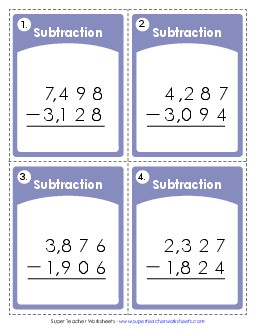 Subtraction: 4-Digit Worksheet