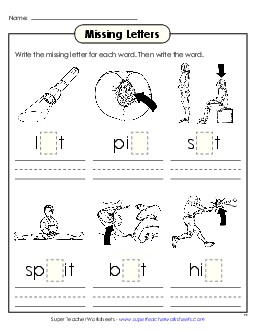 Missing Letters (-it) Word Families Worksheet