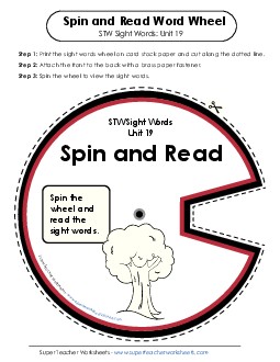 Spin and Read (Unit 19) Sight Words Worksheet