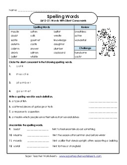 Spelling Question Worksheet (D-21) Spelling D Worksheet