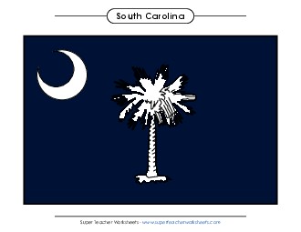 South Carolina State Flag (Full-Color Version) States Individual Worksheet