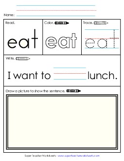 Worksheet 3: Eat Sight Words Individual Worksheet