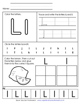 Letter L - Mixed Skills (Basic) Alphabet Worksheet