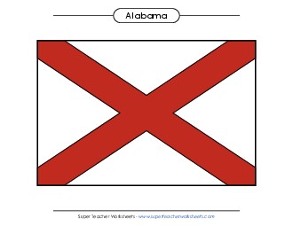 Alabama State Flag (Full-Color Version) States Individual Worksheet