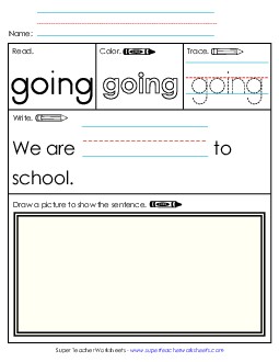 Worksheet 3: Going Sight Words Individual Worksheet