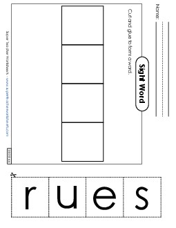 Large Cut-and-Glue: Sure Sight Words Individual Worksheet