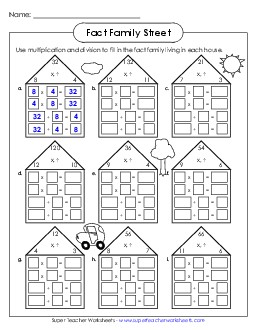 Fact Family Houses Number Families Worksheet