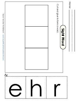 Large Cut-and-Glue: Her Sight Words Individual Worksheet