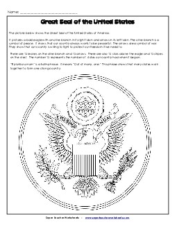 Great Seal of the United States Free 2nd Grade Social Studies Worksheet