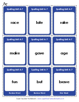 Flashcards (A-7) Spelling A Worksheet