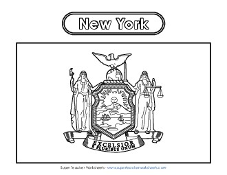 New York Flag Coloring Page States Individual Worksheet