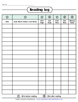 Advanced Reading Log Table Reading Logs Worksheet