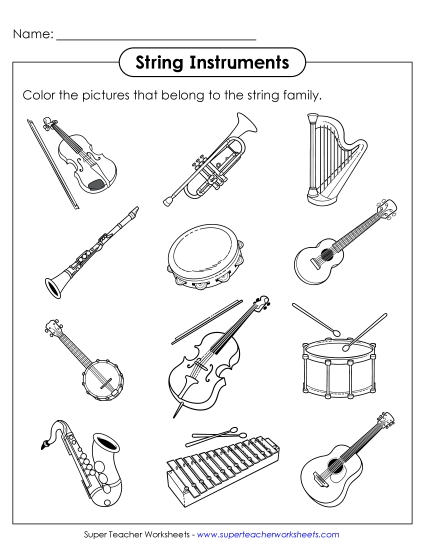 aColor the String Instruments