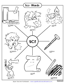 Scr- Words Phonics Blends Worksheet