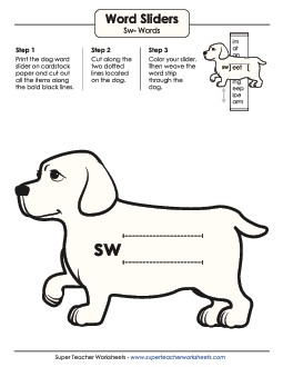 Word Slider (Sw- Words) Phonics Blends Worksheet