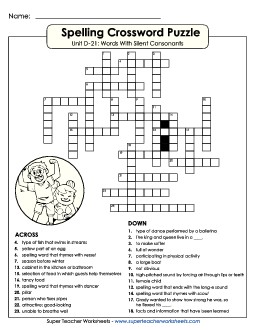 Crossword (D-21) Spelling D Worksheet