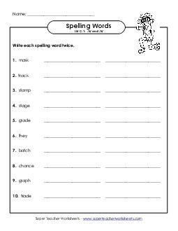 Write Two Times (C-1) Free Spelling C Worksheet