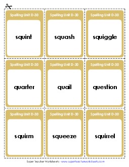 Flashcards (D-30) Spelling D Worksheet