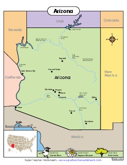 Map of Arizona State Maps Worksheet