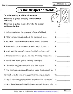 Correct or Incorrect? (F-11) Free Spelling F Worksheet