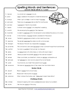 Spelling Test Sentences (D-27) Spelling D Worksheet