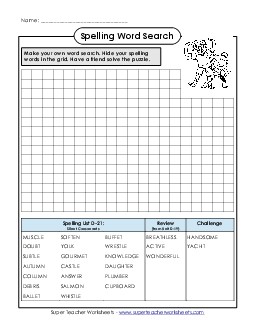 Make-a-Search (D-21) Spelling D Worksheet