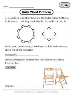 Daily Word Problems  E-96 through E-100 Worksheet