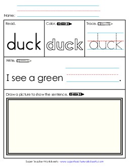 Worksheet 3: Duck Free Sight Words Individual Worksheet