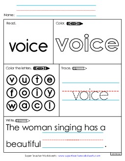 Worksheet 1: Voice Sight Words Individual Worksheet