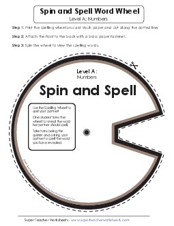 Spin and Spell (A-Number Words) Spelling A Worksheet