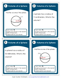 Volume of Spheres Worksheet