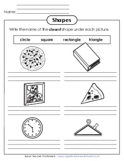 Identify Shapes: Real-Life Objects Geometry Worksheet