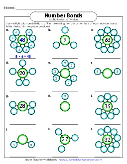 Number Bonds (1-9) Multiplication Worksheet