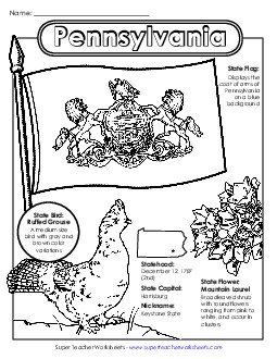 Pennsylvania State Symbols Coloring Page States Individual Worksheet