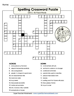 Crossword Puzzle (C-18) Spelling C Worksheet