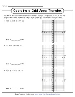 Coordinate Grid Area: Triangles Worksheet 1 Geometry Worksheet