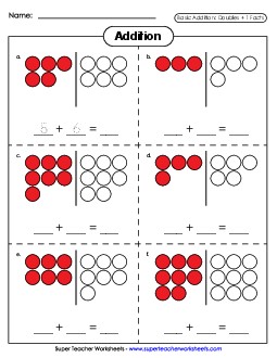 Addition Counters: Doubles +1 Worksheet