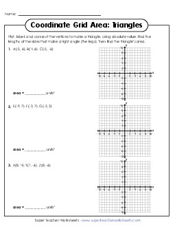 Coordinate Grid Area: Triangles Worksheet 2 Geometry Worksheet