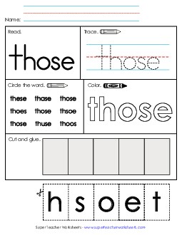 Worksheet 2: Those Sight Words Individual Worksheet