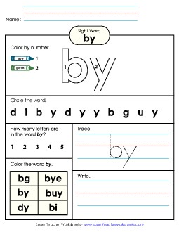 By (Sight Word) Sight Words Individual Worksheet