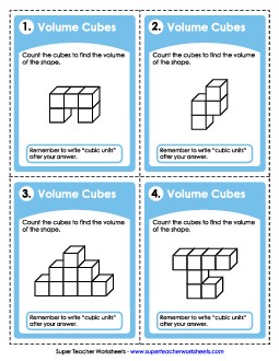 Task Cards: Basic Volume Cubes Worksheet