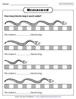 Measuring Snakes (Non-Standard Units) Free Measurement Worksheet