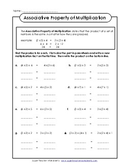 Associative Property Multiplication Worksheet