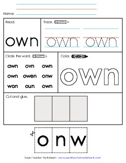 Worksheet 2: Own Sight Words Individual Worksheet