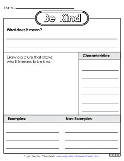 Be Kind Worksheet (Blank Anchor Chart) Teachingtools Worksheet