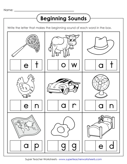 aBeginning Sounds Fill-In Worksheet 2