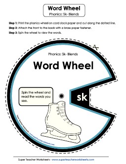 Word Wheel (Sk- Words) Phonics Blends Worksheet