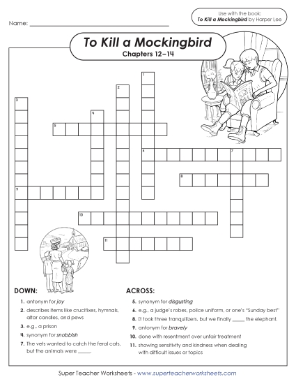 New Vocabulary Crossword: Chapters 12–14 Worksheet